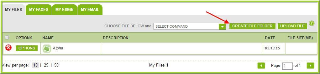 Create File Folders 1. Log in and select the MY FILES option from the menu at the top of the page. 2.