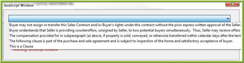 If the form allows for a clause to be added, an INSERT CLAUSE button will be available on the left