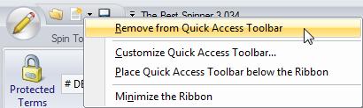 Adjusting the Quick Access Toolbar The Best Spinner has a Quick Access Toolbar that gives you one- click access to options you tend to use a lot.