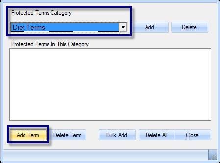 2. Click Add Term at the bottom of the Protected Terms window and type the term in Add Term pop up window that