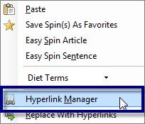 2. Click Hyperlink Manager. The Hyperlink Manager window will open. 3.