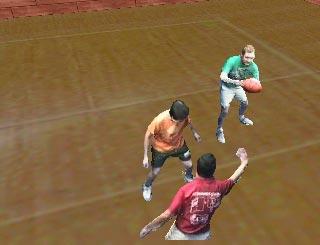 While this is a case where the virtual model (basketball court) is static, one can imagine a case where a Virtualized Reality model is combined with a timevarying