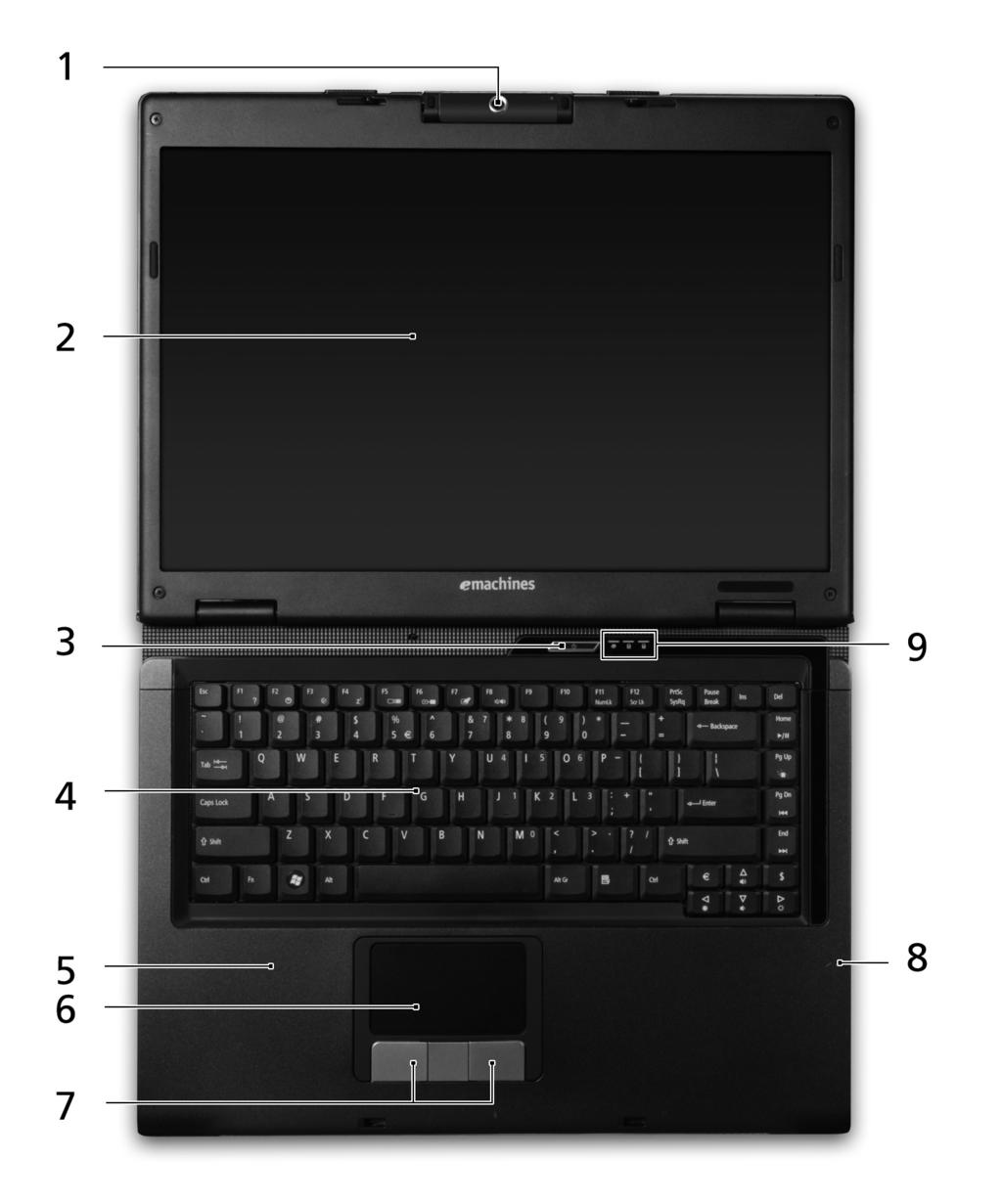 4 Your emachines notebook tour After setting up your computer as illustrated in the Just for Starters.