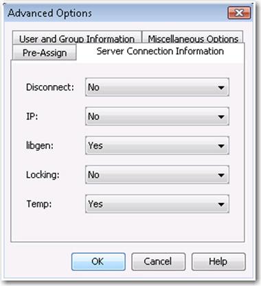 6. Click Advanced Options to display the Advanced Options dialog box.