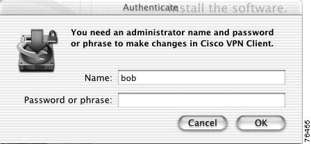 Figure 2-5 Authenticate Dialog Box Step 3 Step 4 Enter your administrator username and a password or challenge phrase. Click OK.