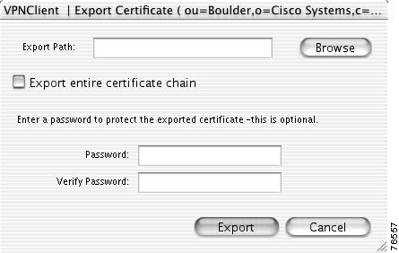 Deleting a Certificate Chapter 6 Managing Certificates Figure 6-6 Export Certificate Step 3 Step 4 Step 5 Step 6 Step 7 Enter the path for the export certificate.