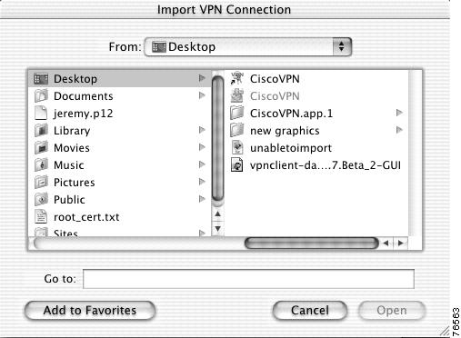Managing Connection Entries Chapter 7 Managing the VPN Client Figure 7-1 Import VPN Connection Step 3 Step 4 Locate the connection entry to import.