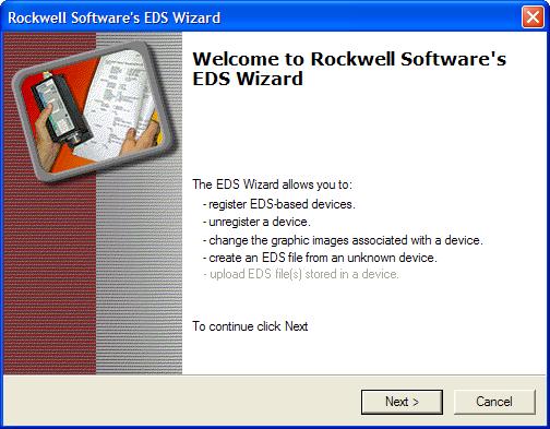 Configuring the I/O Chapter 4 Create the EDS File from Online Device On the Network a. Right-click the Unrecognized Device icon and select Register Device in the menu. The EDS Wizard appears. b.