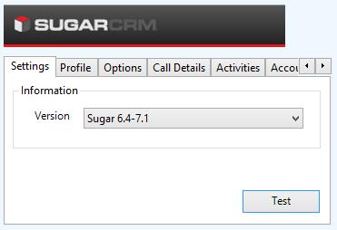 SugarCRM Profile details The specific account details that will be used to connect to SugarCRM need to be set on the Profile tab.