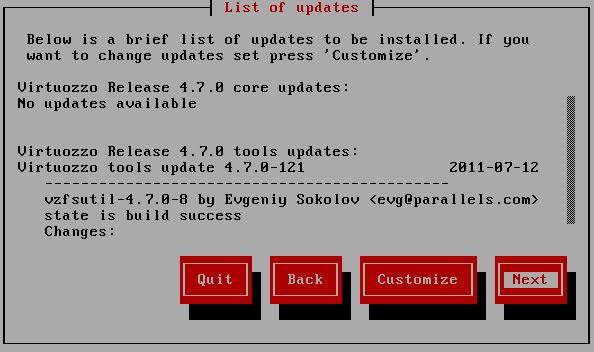 Managing Hardware Nodes Updating Parallels Virtuozzo Containers System Files Once you press Next in the Welcome window, the utility connects to the repository and checks it for updated system