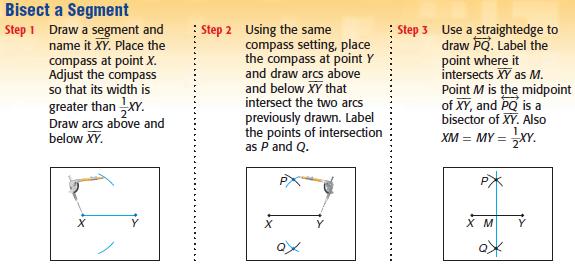 Geometry CP Constructions Part I Page 2 of 4 Steps for bisecting a segment