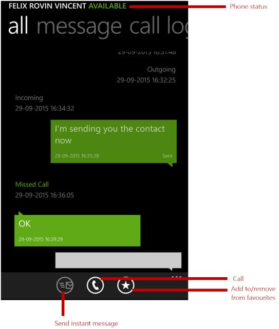 You can tap a contact to show additional details, which will include dialled, received or missed calls.