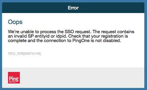 Troubleshooting This topic describes how to resolve common errors that arise when configuring a single sign-on partnership between PingOne Cloud and Pivotal Single Sign-On (SSO).