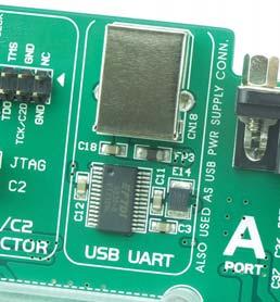 12 BIG8051 7.0. USB UART module The USB UART module is used to connect the microcontroller provided on the development system to external USB devices.