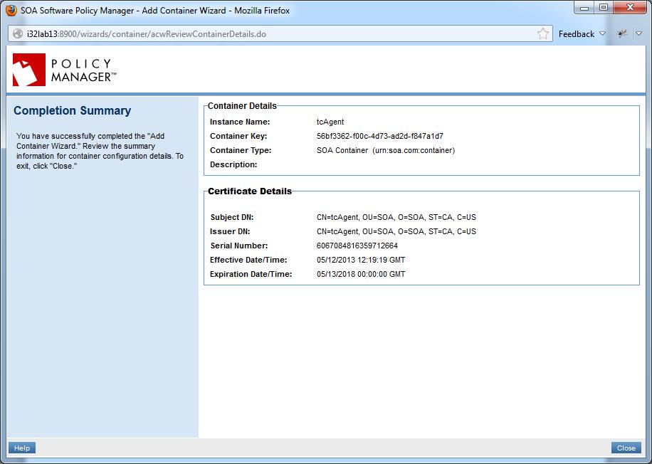 Chapter 5: Registering a tc Server Agent Container in the Policy Manager Management Console To Register tc Server