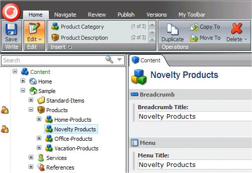 A sibling is an item on the same level as the current item. In this example, we add a new product category to the list.