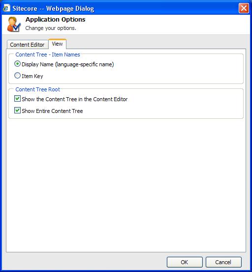 The View tab of the Application Options dialog box contains a few more options.