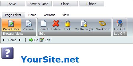 Log in to the Page Editor. 2. Click the Ribbon button at the top of the screen to hide the ribbon. 3. When you need to use the ribbon, click Ribbon and it appears again.