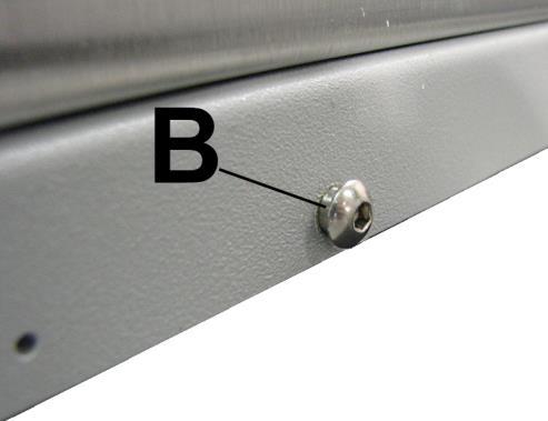 Install the long edge of Spacer Plate under the Exit End of the Printer. Reinstall 2 feet to secure Plate to Printer. 3.