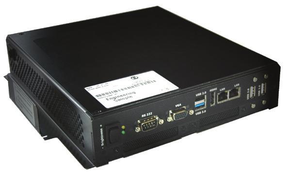 Fan 2 x LAN, 1 x USB 3.0, 3 x USB 2.0, 1 x HDMI, 1 x VGA, 1 x RS232 CPU: Intel Atom E3845 (1.