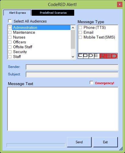 After selecting the target audiences, the user must then select the message type; again, users can select as many message types as they want, but at least one must be