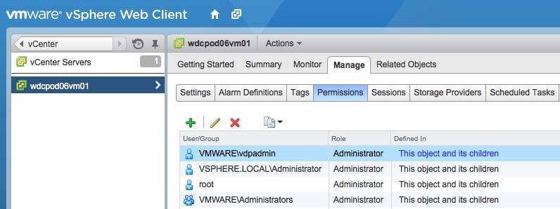 Chapter 2 VDP Installation and Configuration The following steps are used to configure the VDP user or SSO admin user using the vsphere web client.