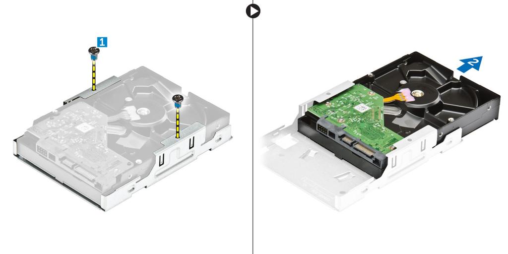 Figure 5. NOTE: Remove the hard-drive bracket only if you are replacing with a new hard drive. Otherwise, if hard drive removal is only a pre-requisite to remove other components, then ignore Step 5.
