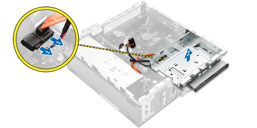 Figure 6. 4. Follow the steps to remove the optical drive: a.