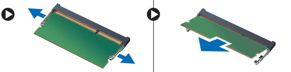 Figure 11. Installing the memory 1. Align the notch on the memory card with the tab in the memory connector. 2.