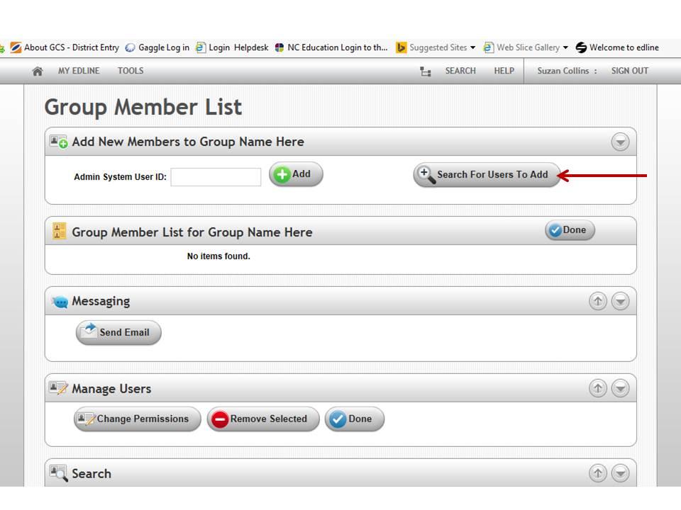7. After clicking Group Management, a drop down menu appears.