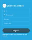 The ZENworks Mobile login screen is displayed. 4 Tap Managed Device Only.
