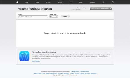 5 Download an Apple VPP token from your VPP account: 5a Click the Volume Purchase Program Enrollment Web Portal link to display the Apple volume Purchase Program web site.