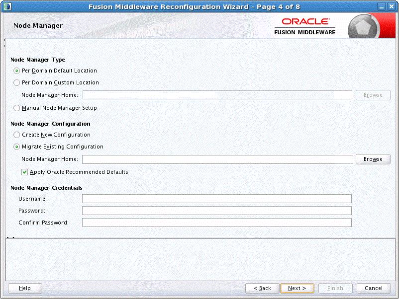 Using the Reconfiguration Wizard to Upgrade Your 12c Domain Table 3 1 Node Manager (Cont.