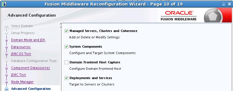 Default Location Node Manager. Select Migrate Existing Configuration and provide the location of the per domain default location. Enable Apply Oracle Recommended Defaults.