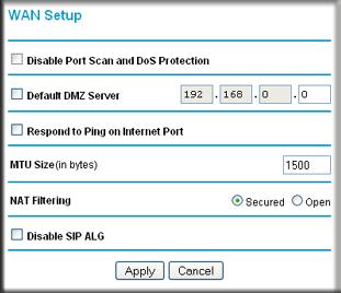 WAN Setup To change broadband Internet connection settings, use the Broadband Settings screen, as described in Manually Configuring Your Internet Settings on page 14.