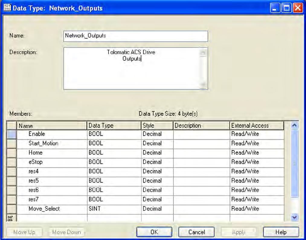 Next, create another data type called Network_Outputs that will be used as a data