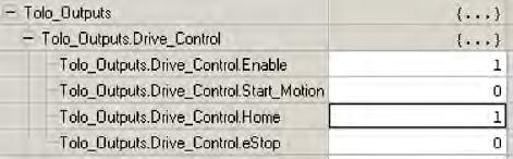 6. Make Motion When the PLC is in RUN mode and RSLogix is online, manipulate the data tags in the controller tags window. If the proper bits are written, the drive will react as instructed.