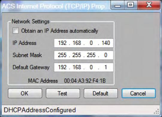 Confirm the Obtain an IP Address automatically check box is unchecked. This will require the window to be reopened. Figure 38; IP Address Dialog The process is now complete. 7.