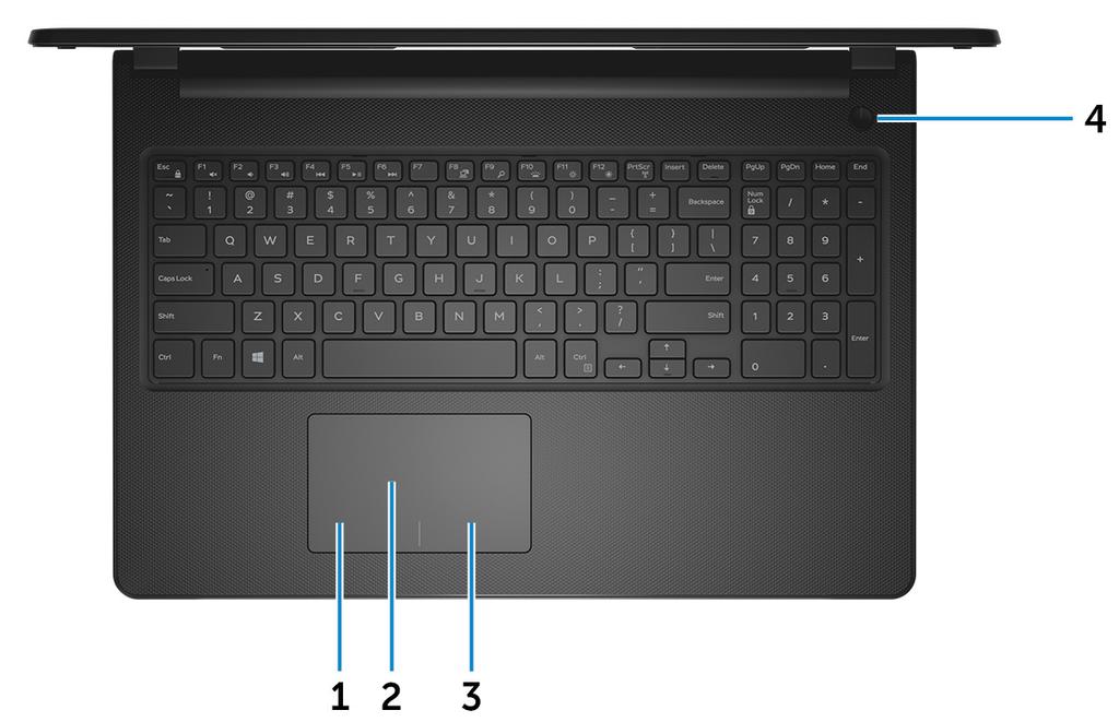 Base 1 Left-click area Press to left-click. 2 Touch pad Move your finger on the touch pad to move the mouse pointer. Tap to left-click and two finger tap to right-click.