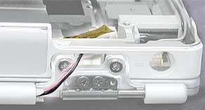 5. At the right clutch, note the routing of the inverter cable (the black and pink wires).