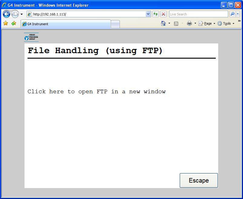 G4 Multi Channel Force Instrument File Handling menu The file handling has access to the user tree directory structure in the instrument.