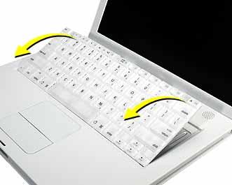 3. Release the keyboard by pulling down on the keyboard release tabs (located to the left of the F1 and F12 keys), then lift the top portion of the
