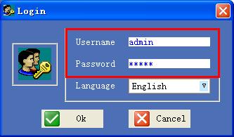 password is admin; then click OK to login: