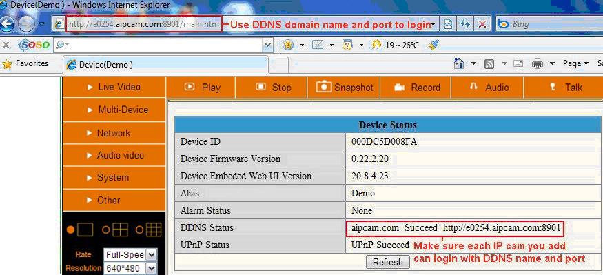 devices by DDNS domain name.