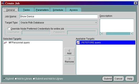Figure 5-1a - Create Job: General From the Create Job: Tasks window, select the desired job task from the Available Tasks list and add it to the Job Tasks list.