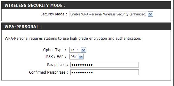 Section 4 - Security Configure WPA-PSK It is recommended to enable encryption on your wireless router before your wireless network adapters.