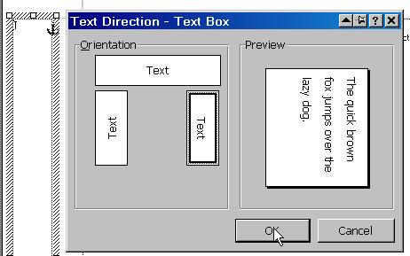 Figure 12 Setting Text Box text orientation Hold the mouse over the bounding box side, to give two double-headed lines cursor, press on the left mouse button and drag the box hard against the
