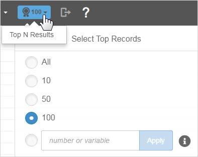 2. Click the Top button to open the Select Top Records menu. 3.
