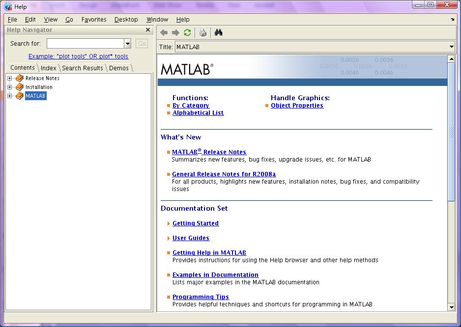 Getting Started Get Help in MATLAB To open the MATLAB Help Browser