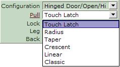 One High Configurations Options for Hinged Door/Open/Hinged Door Options for Open/Sliding Doors(Dbl)/Open (Sliding doors have Blade pulls) Storage Top When